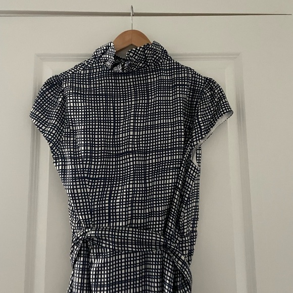 Elizabeth McKay Scotland Silk Wrap Dress Blue Check - Picture 6 of 12